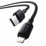 DÂY CÁP SẠC NHANH OS-BASEUS SILKY SERIES USB TO LIGHTNING ĐEN (2.4A/2M)