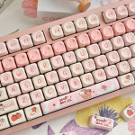 BỘ KEYCAP DYE-SUB AUTUMN PINK PUPPY (PBT/MOA PROFILE/140 PHÍM)