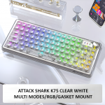 BÀN PHÍM CƠ ATTACK SHARK K75 MULTI MODES CLEAR WHITE ATK GLASS SWITCH