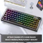 BÀN PHÍM CƠ ATTACK SHARK K75 MULTI MODES CLEAR WHITE ATK GLASS SWITCH