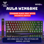 BÀN PHÍM CƠ AULA WIN68HE STANDARD BLACK GRAY WOOD MAGNETIC SWITCH