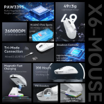 CHUỘT ATTACK SHARK X6 MULTI MODES TRẮNG (PAW3395/49G)