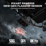 CHUỘT ATTACK SHARK R2 8K MULTI MODES ĐEN (PAW3950/45G)