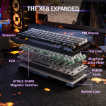 BÀN PHÍM CƠ ATTACK SHARK X68HE 8K BLACK GRADIENT MAGNETIC AMBER SWITCH