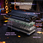 BÀN PHÍM CƠ ATTACK SHARK X68HE 8K BLACK CONTOUR MAGNETIC AMBER SWITCH