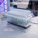 BÀN PHÍM CƠ ATTACK SHARK X68HE 8K WHITE CONTOUR MAGNETIC AMBER SWITCH