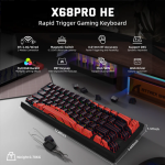 BÀN PHÍM CƠ ATTACK SHARK X68HE PRO MULTI MODES 8K BLACK RED CONTOUR MAGNETIC AMBER SWITCH