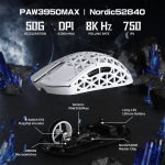 CHUỘT ATTACK SHARK R5 ULTRA CARBON 8K MULTI MODES WHITE (PAW3950MAX/39G)