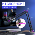 MICROPHONE SHOUFEI ME6S RGB ĐEN BẢN KẸP BÀN