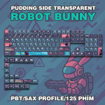 BỘ KEYCAP PUDDING SIDE TRANSPARENT ROBOT BUNNY (PBT/SAX PROFILE/125 PHÍM)