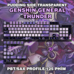 BỘ KEYCAP PUDDING SIDE TRANSPARENT GENSHIN GENERAL THUNDER (PBT/SAX PROFILE/125 PHÍM)
