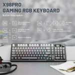 BÀN PHÍM CƠ ATTACK SHARK X98 PRO BLACK GRADIENT STRAWBERRY SWITCH