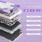 BÀN PHÍM CƠ ATTACK SHARK X85 PRO MULTI MODES LAVENDER STRAWBERRY SWITCH