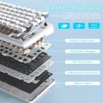 BÀN PHÍM CƠ ATTACK SHARK X85 PRO MULTI MODES WHITE CONTOUR STRAWBERRY SWITCH
