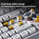 BÀN PHÍM CƠ INPHIC K87 PRO MULTI MODES WHITE CONTOUR BLACK GOLD SWITCH