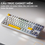 BÀN PHÍM CƠ INPHIC K87 PRO MULTI MODES WHITE CONTOUR BLACK GOLD SWITCH