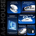 CHUỘT FREE WOLF A6 MULTI MODES WHITE (PAW3311MAX/59G)