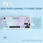 BÀN PHÍM CƠ AULA S75 PRO QUIET WHITE SEIYA SWITCH