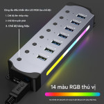 BỘ CHIA USB HUB 3.0 NHÔM U3H704 RGB 4 CỔNG