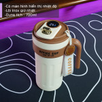 Cốc giữ nhiệt 700ml hiển thị nhiệt độ thông minh màu nâu trắng