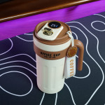 Cốc giữ nhiệt 700ml hiển thị nhiệt độ thông minh màu nâu trắng