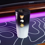 Cốc giữ nhiệt 600ml thời trang gradient trắng đen kèm sticker nổi