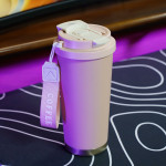 Cốc giữ nhiệt 700ml cafe văn phòng màu hồng đế vàng