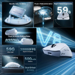 CHUỘT ATTACK SHARK V8 MULTI MODES 8K WHITE (PAW3950MAX/59G)