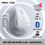 CHUỘT INPHIC X9 PRO DUAL MODE SILENT SWITCH WHITE GREY