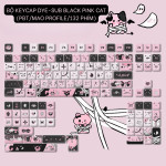BỘ KEYCAP DYE-SUB BLACK PINK CAT (PBT/MAO PROFILE/132 PHÍM)