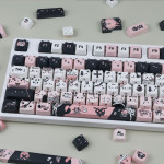 BỘ KEYCAP DYE-SUB BLACK PINK CAT (PBT/MAO PROFILE/132 PHÍM)