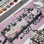 BÀN PHÍM CƠ LEAVEN K108 BLACK PINK CAT POM GREEN SWITCH
