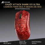 CHUỘT ATTACK SHARK X11 ULTRA CARBON FIBER MULTI MODES 8K RED (PAW3950MAX/63G)