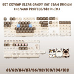 BỘ KEYCAP CLEAR CANDY CAT SIAM BROWN (PC/MAO PROFILE/148 PHÍM)